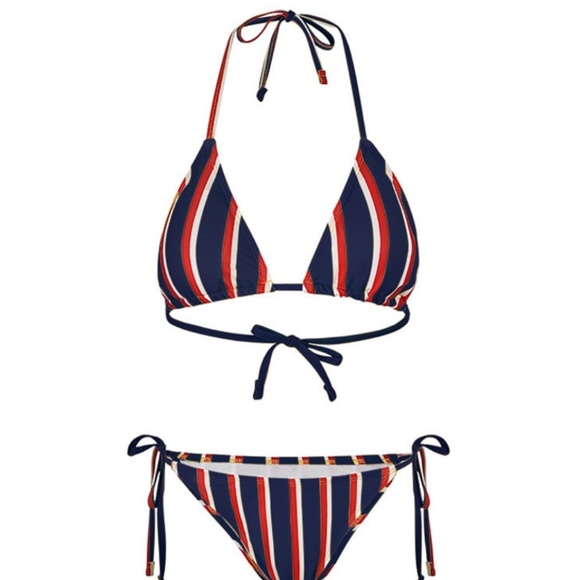 Red White Navy Stripe Bikini - Picture 4 of 4